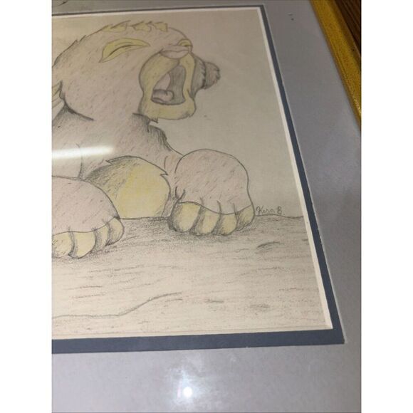 Framed Signed Lion King Simba Drawing - Baby Boy’s Nursery Art - Picture 2 of 5
